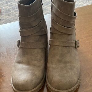 Guess Taupe Ankle Boots with Buckle Detail